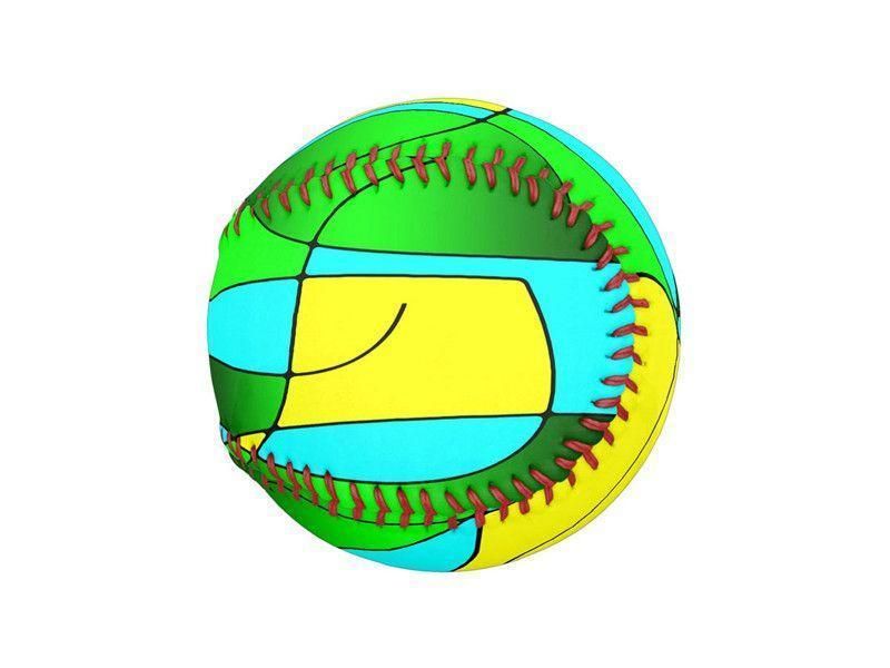 Baseballs-ABSTRACT CURVES #1 Baseballs-Greens &amp; Yellows &amp; Light Blues-from COLORADDICTED.COM-