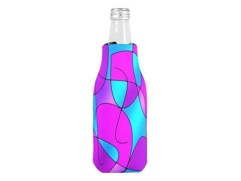 Bottle Cooler Sleeves – Bottle Koozies-ABSTRACT CURVES #1 Bottle Cooler Sleeves – Bottle Koozies-Purples &amp; Fuchsias &amp; Magentas &amp; Turquoises-from COLORADDICTED.COM-