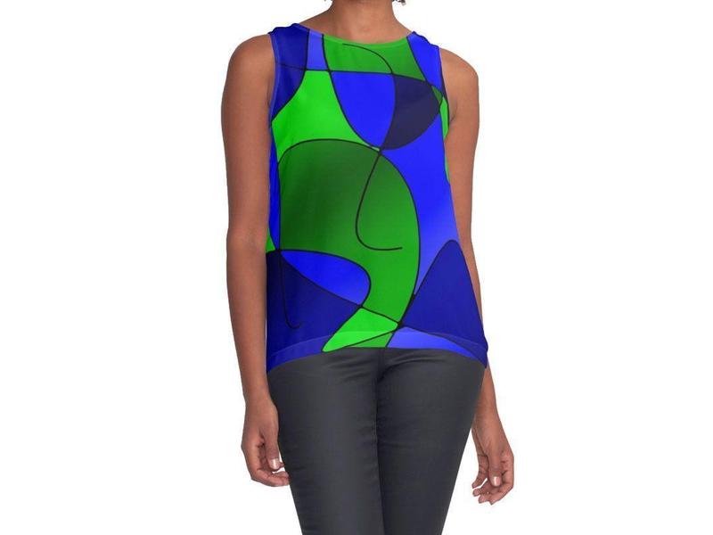 Contrast Tanks-ABSTRACT CURVES #1 Contrast Tanks-Blues &amp; Greens-from COLORADDICTED.COM-