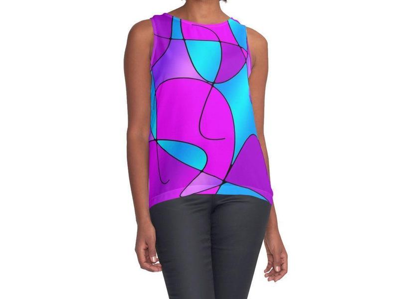 Contrast Tanks-ABSTRACT CURVES #1 Contrast Tanks-Purples &amp; Fuchsias &amp; Magentas &amp; Turquoises-from COLORADDICTED.COM-