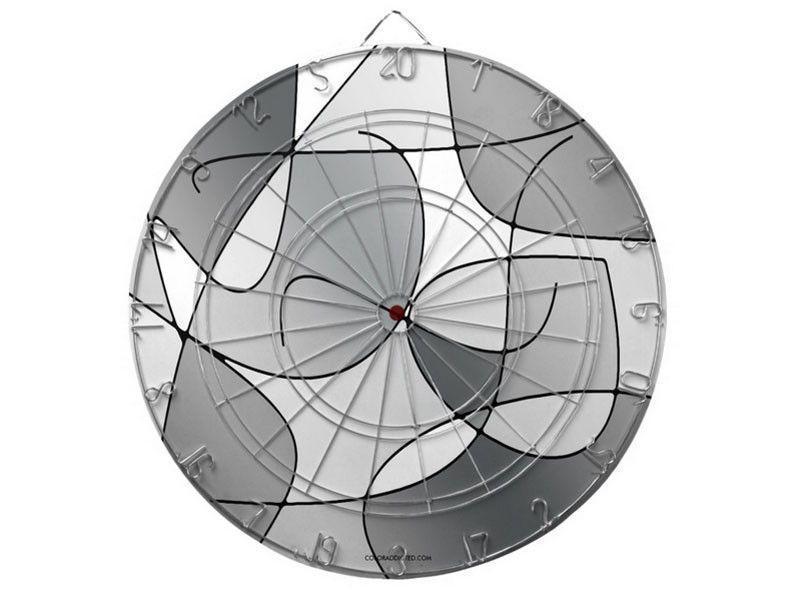 Dartboards-ABSTRACT CURVES #1 Dartboards (includes 6 Darts)-Grays &amp; White-from COLORADDICTED.COM-
