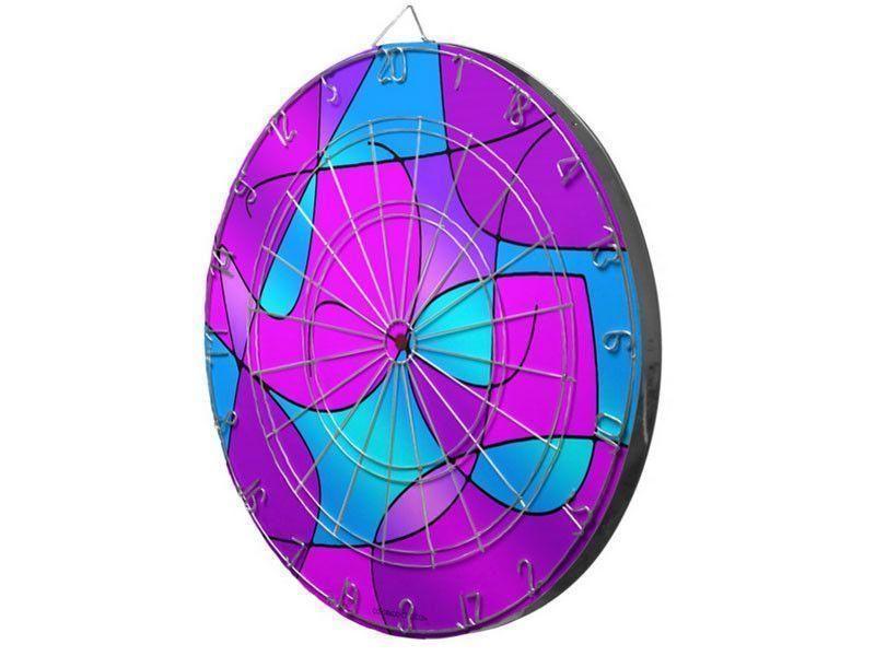 Dartboards-ABSTRACT CURVES #1 Dartboards (includes 6 Darts)-Purples & Fuchsias & Magentas & Turquoises-from COLORADDICTED.COM-