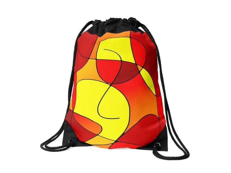 Drawstring Bags-ABSTRACT CURVES #1 Drawstring Bags-Reds &amp; Oranges &amp; Yellows-from COLORADDICTED.COM-