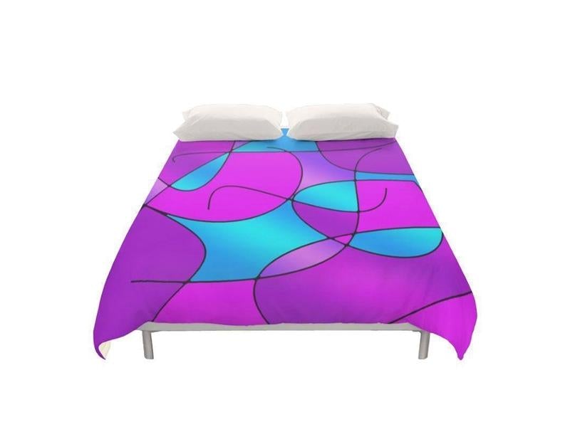 Duvet Covers-ABSTRACT CURVES #1 Duvet Covers-Purples & Fuchsias & Magentas & Turquoises-from COLORADDICTED.COM-