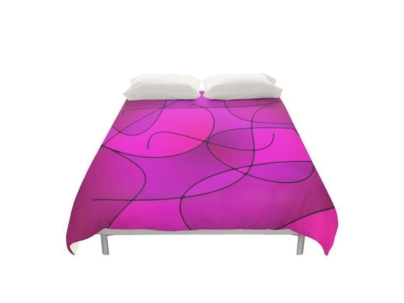 Duvet Covers-ABSTRACT CURVES #1 Duvet Covers-Purples &amp; Fuchsias &amp; Magentas-from COLORADDICTED.COM-