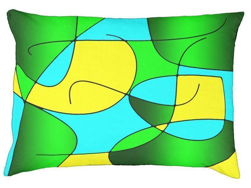 Dog Beds-ABSTRACT CURVES #1 Indoor/Outdoor Dog Beds-Greens, Yellows &amp; Light Blues-from COLORADDICTED.COM-