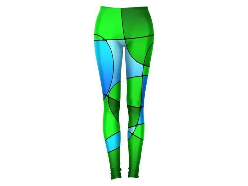 Leggings-ABSTRACT CURVES #1 Leggings-Greens &amp; Light Blues-from COLORADDICTED.COM-
