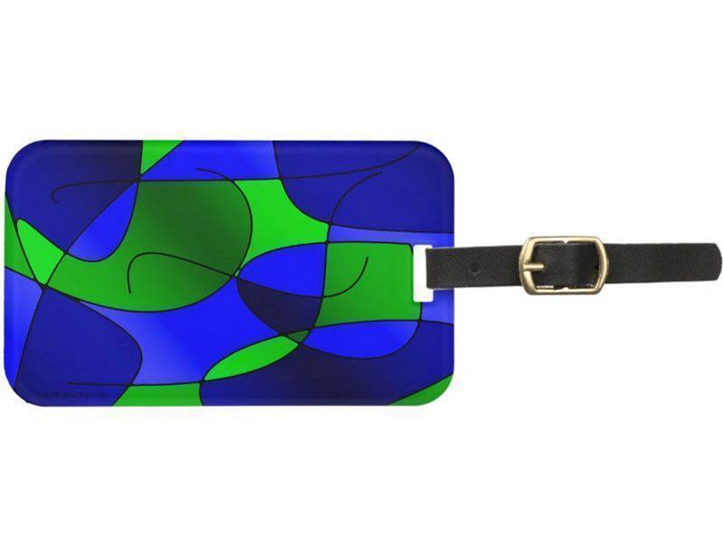 Luggage Tags-ABSTRACT CURVES #1 Luggage Tags-Blues &amp; Greens-from COLORADDICTED.COM-