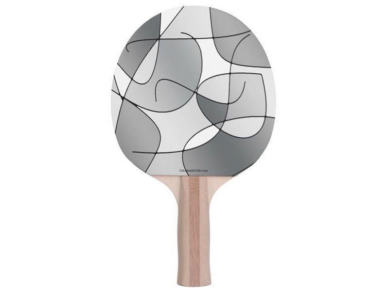 Ping Pong Paddles-ABSTRACT CURVES #1 Ping Pong Paddles-Grays &amp; White-from COLORADDICTED.COM-