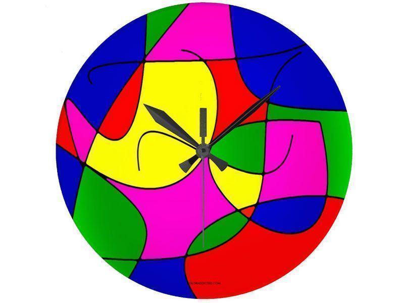 Wall Clocks-ABSTRACT CURVES #1 Round Wall Clocks-Multicolor Bright-from COLORADDICTED.COM-