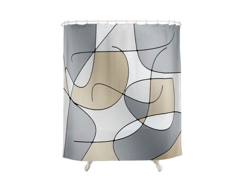 Shower Curtains-ABSTRACT CURVES #1 Shower Curtains-Grays &amp; Beiges-from COLORADDICTED.COM-