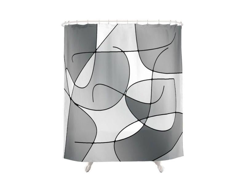 Shower Curtains-ABSTRACT CURVES #1 Shower Curtains-Grays &amp; White-from COLORADDICTED.COM-