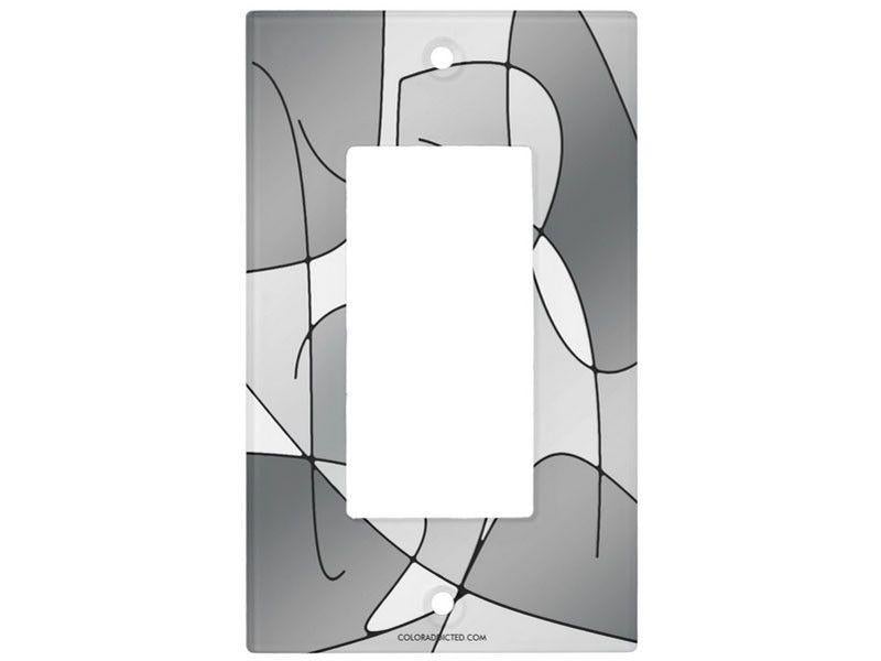 Light Switch Covers-ABSTRACT CURVES #1 Single, Double &amp; Triple-Rocker Light Switch Covers-Grays &amp; White-from COLORADDICTED.COM-