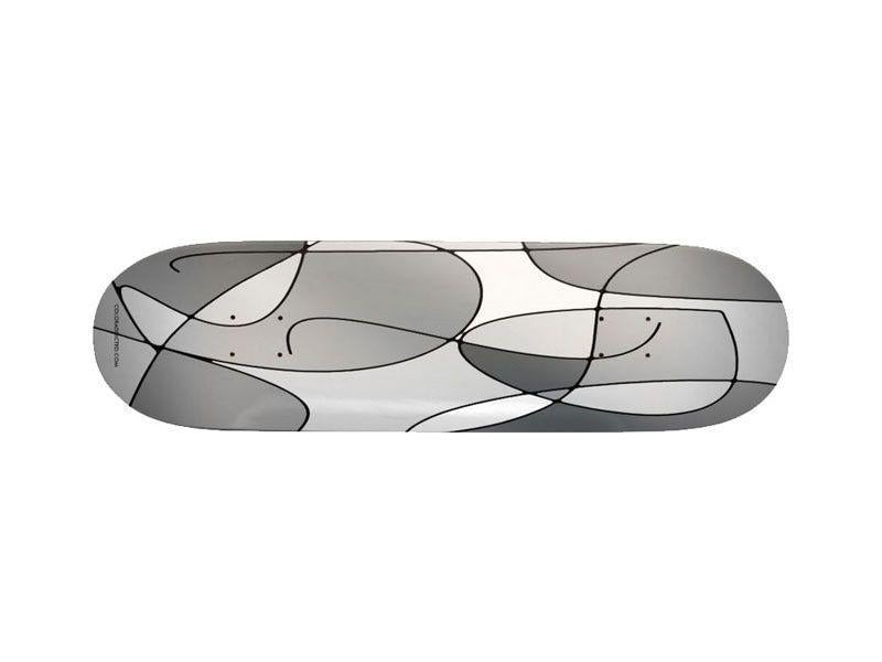 Skateboard Decks-ABSTRACT CURVES #1 Skateboard Decks-Grays &amp; White-from COLORADDICTED.COM-
