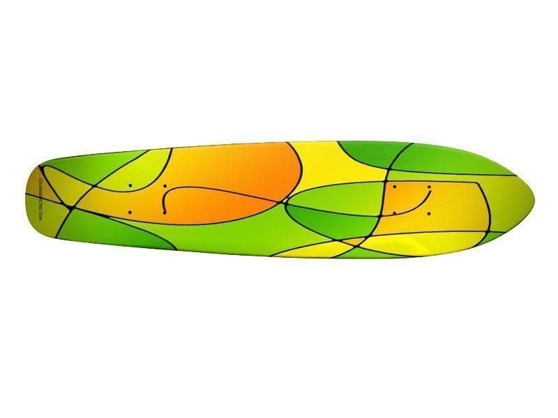 Skateboard Decks-ABSTRACT CURVES #1 Skateboard Decks-Greens &amp; Oranges &amp; Yellows-from COLORADDICTED.COM-