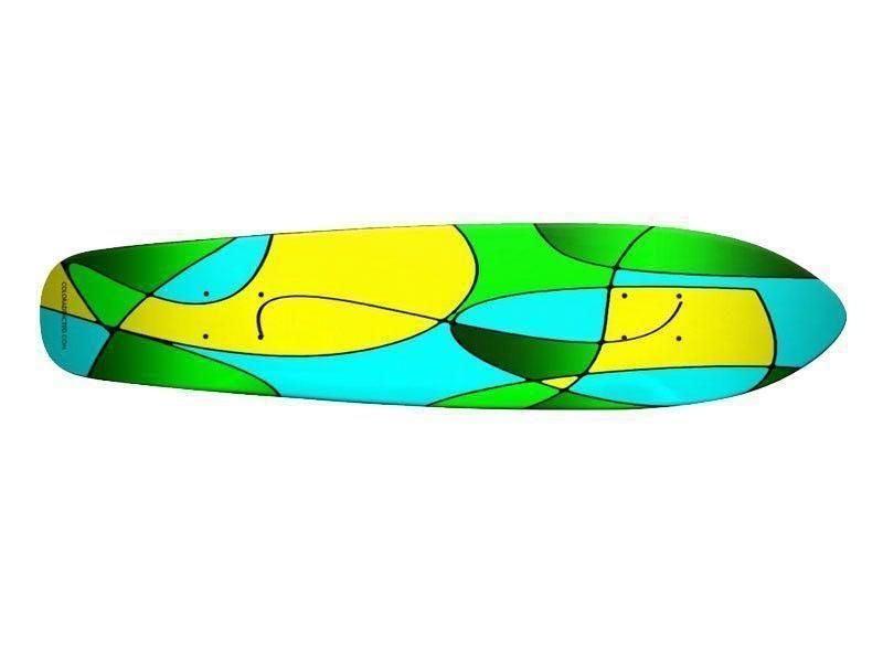 Skateboard Decks-ABSTRACT CURVES #1 Skateboard Decks-Greens &amp; Yellows &amp; Light Blues-from COLORADDICTED.COM-