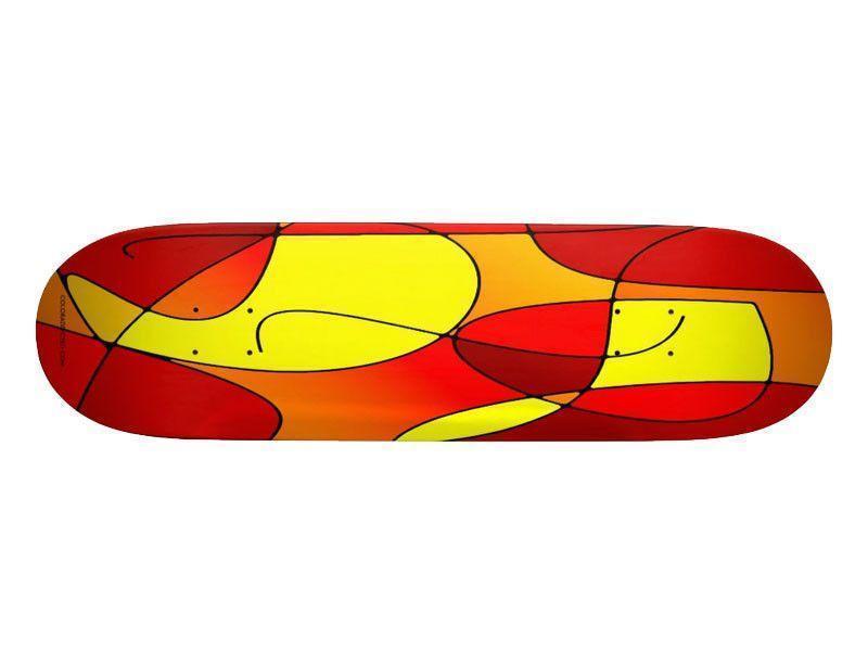 Skateboard Decks-ABSTRACT CURVES #1 Skateboard Decks-Reds &amp; Oranges &amp; Yellows-from COLORADDICTED.COM-