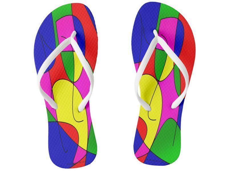Flip Flops-ABSTRACT CURVES #1 Slim-Strap Flip Flops-Multicolor Bright-from COLORADDICTED.COM-