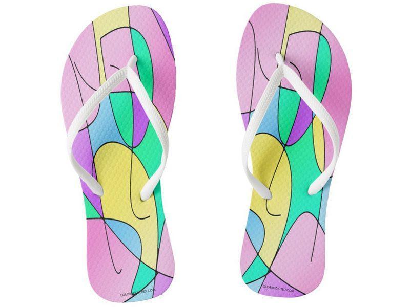 Flip Flops-ABSTRACT CURVES #1 Slim-Strap Flip Flops-Multicolor Light-from COLORADDICTED.COM-