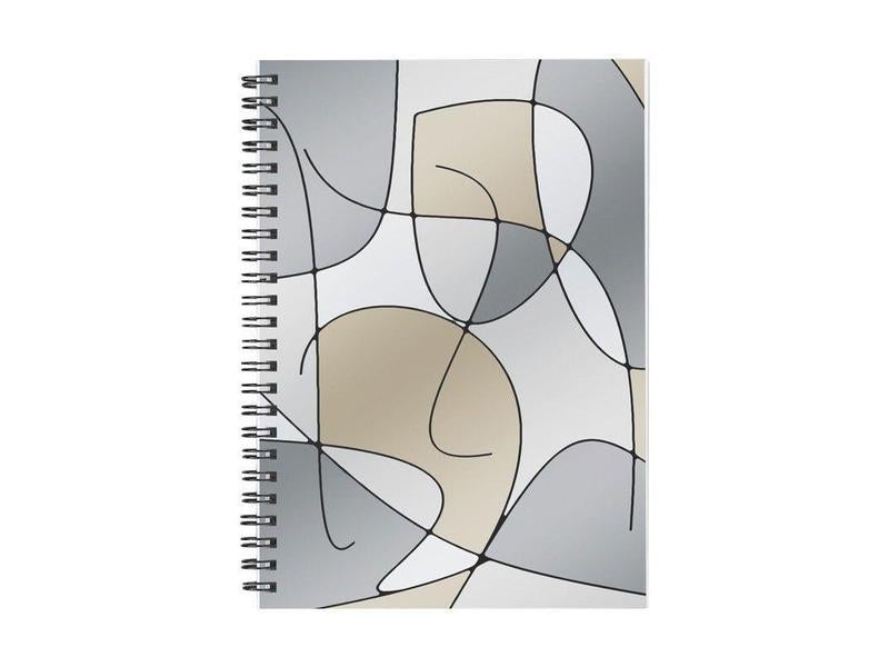 Spiral Notebooks-ABSTRACT CURVES #1 Spiral Notebooks-Grays &amp; Beiges-from COLORADDICTED.COM-