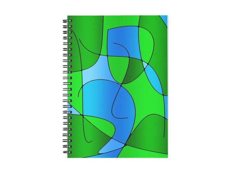 Spiral Notebooks-ABSTRACT CURVES #1 Spiral Notebooks-Greens &amp; Light Blues-from COLORADDICTED.COM-