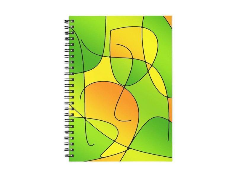 Spiral Notebooks-ABSTRACT CURVES #1 Spiral Notebooks-Greens &amp; Oranges &amp; Yellows-from COLORADDICTED.COM-