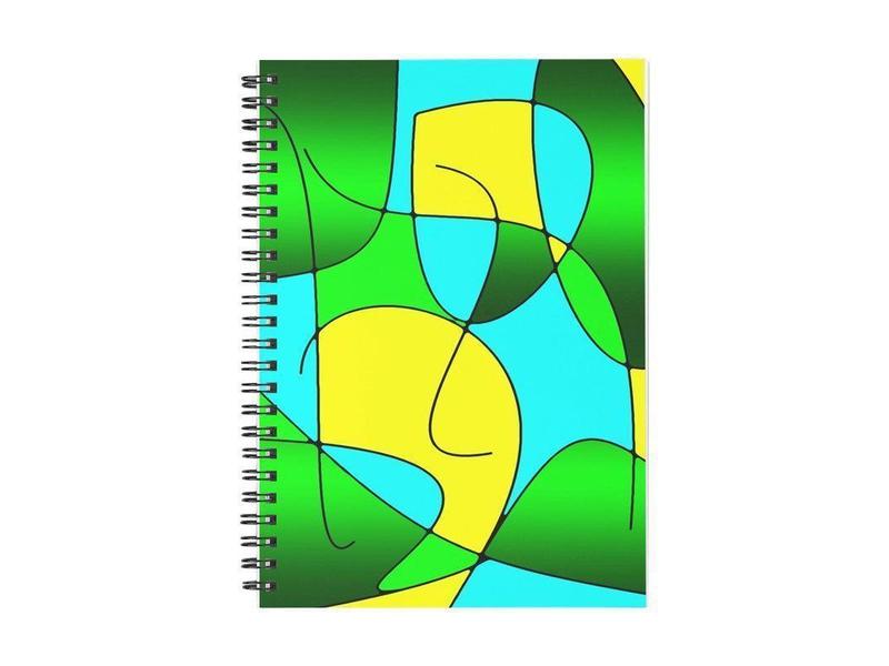 Spiral Notebooks-ABSTRACT CURVES #1 Spiral Notebooks-Greens &amp; Yellows &amp; Light Blues-from COLORADDICTED.COM-