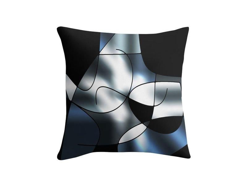 Throw Pillows &amp; Throw Pillow Cases-ABSTRACT CURVES #1 Throw Pillows &amp; Throw Pillow Cases-Black &amp; Grays &amp; White-from COLORADDICTED.COM-