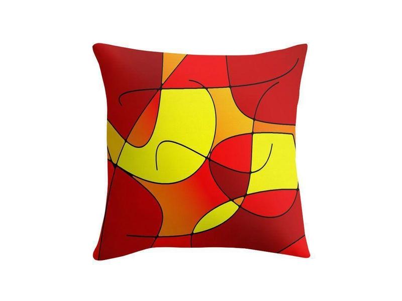 Throw Pillows &amp; Throw Pillow Cases-ABSTRACT CURVES #1 Throw Pillows &amp; Throw Pillow Cases-Reds &amp; Oranges &amp; Yellows-from COLORADDICTED.COM-