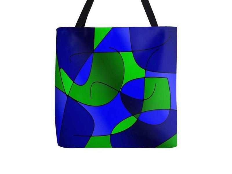 Tote Bags-ABSTRACT CURVES #1 Tote Bags-Blues & Greens-from COLORADDICTED.COM-