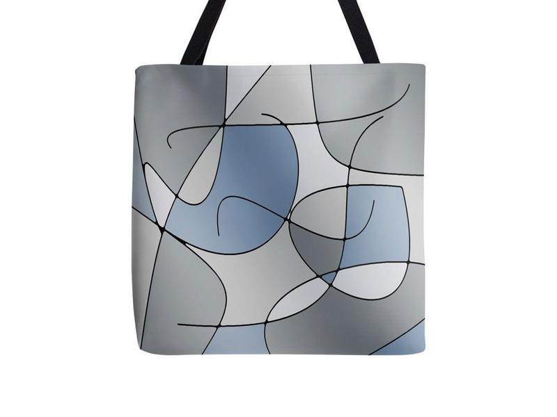 Tote Bags-ABSTRACT CURVES #1 Tote Bags-Grays-from COLORADDICTED.COM-