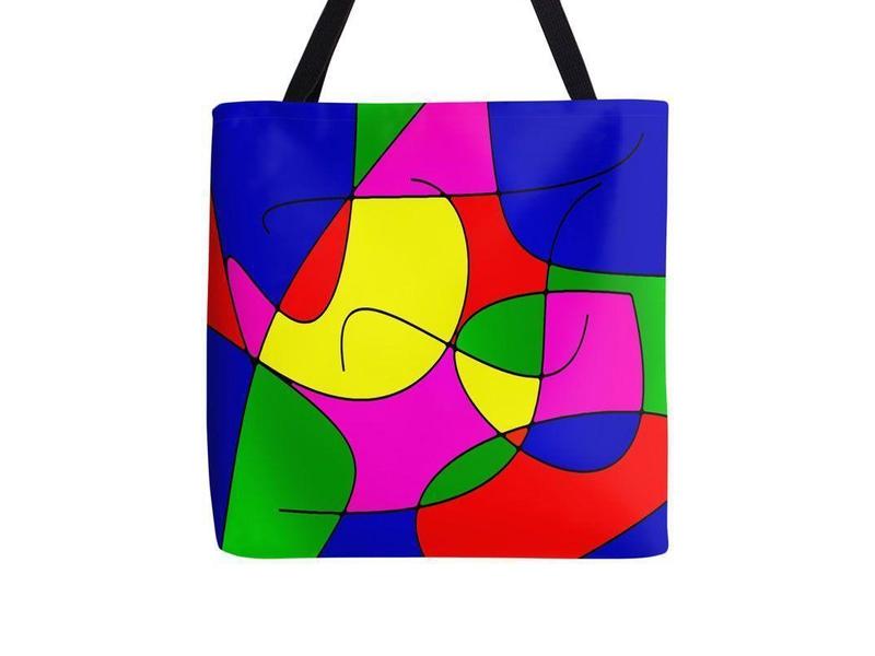 Tote Bags-ABSTRACT CURVES #1 Tote Bags-Multicolor Bright-from COLORADDICTED.COM-