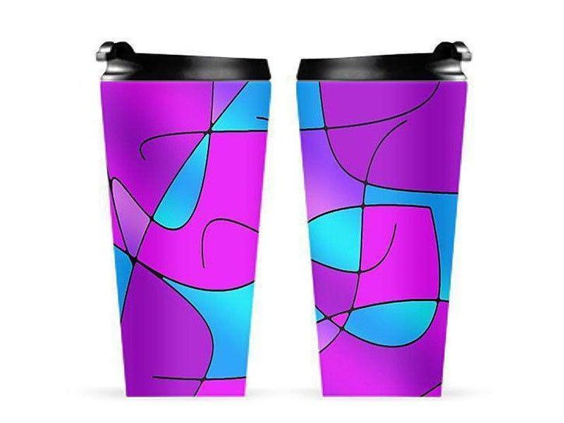 Travel Mugs-ABSTRACT CURVES #1 Travel Mugs-Purples & Fuchsias & Magentas & Turquoises-from COLORADDICTED.COM-