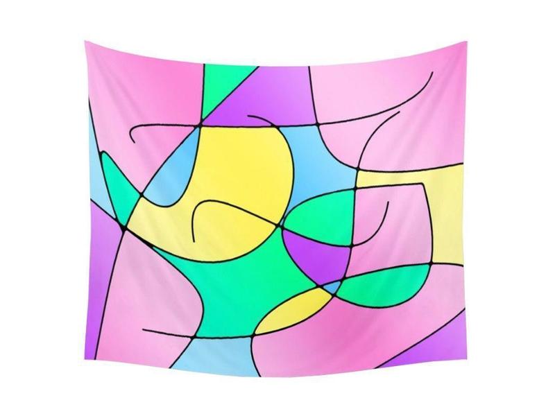 Wall Tapestries-ABSTRACT CURVES #1 Wall Tapestries-Multicolor Light-from COLORADDICTED.COM-