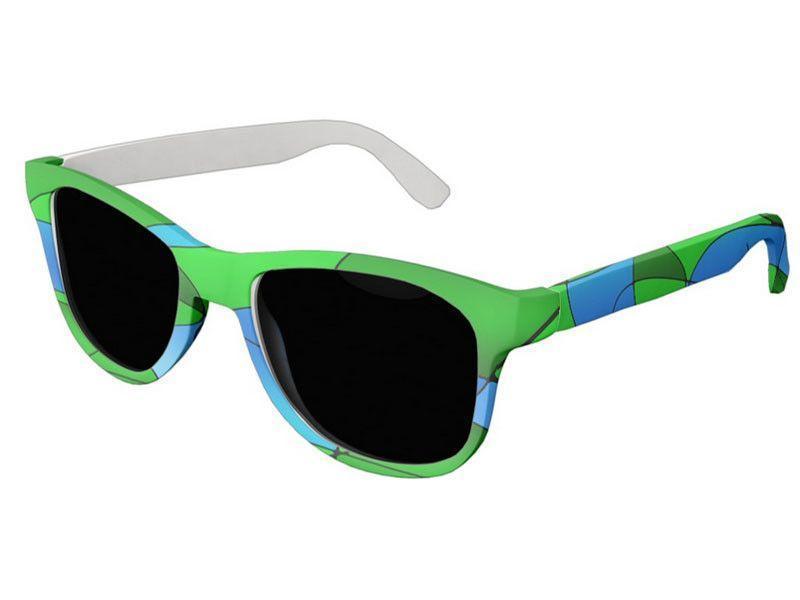 Wayfarer Sunglasses-ABSTRACT CURVES #1 Wayfarer Sunglasses (white background)-Greens &amp; Light Blues-from COLORADDICTED.COM-