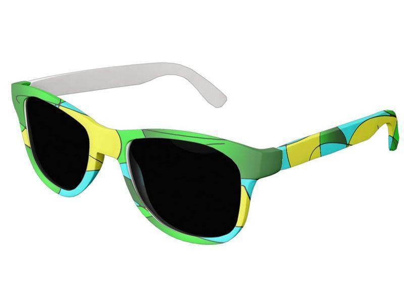 Wayfarer Sunglasses-ABSTRACT CURVES #1 Wayfarer Sunglasses (white background)-Greens, Yellows &amp; Light Blues-from COLORADDICTED.COM-