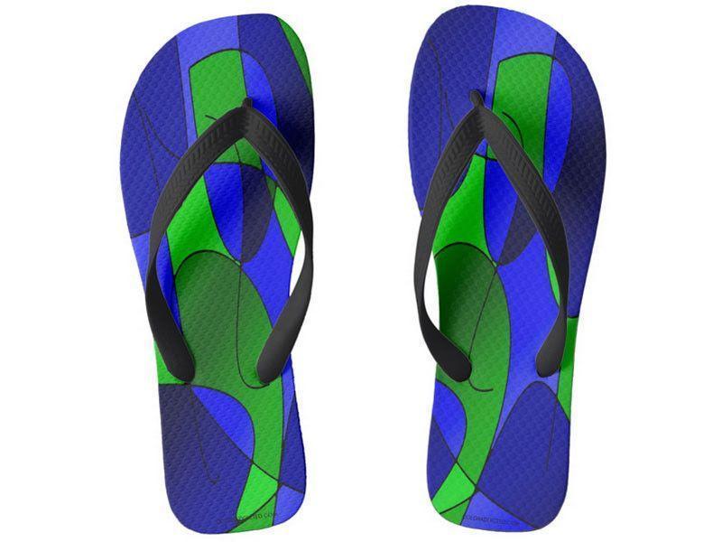 Flip Flops-ABSTRACT CURVES #1 Wide-Strap Flip Flops-Blues &amp; Greens-from COLORADDICTED.COM-