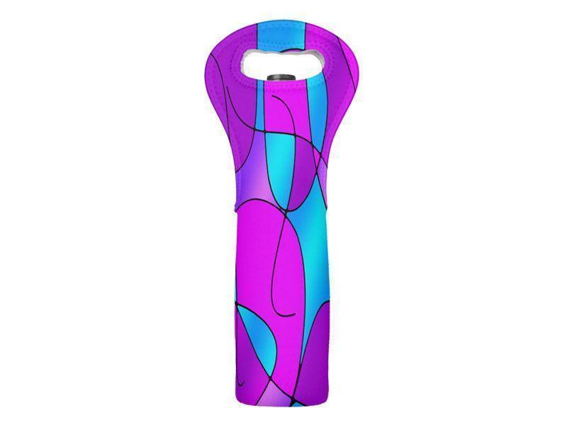 Wine Totes-ABSTRACT CURVES #1 Wine Totes-Purples &amp; Fuchsias &amp; Magentas &amp; Turquoises-from COLORADDICTED.COM-