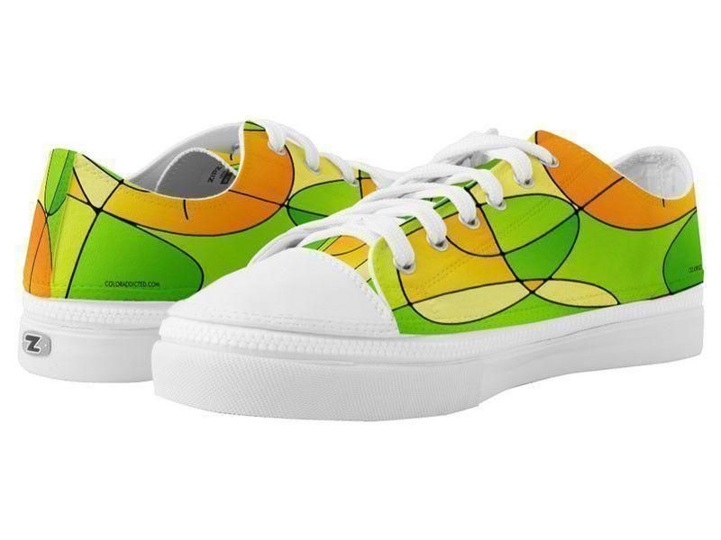 ZipZ Low-Top Sneakers-ABSTRACT CURVES #1 ZipZ Low-Top Sneakers-Greens &amp; Oranges &amp; Yellows-from COLORADDICTED.COM-