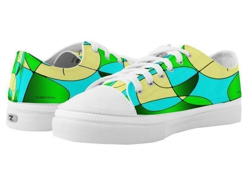 ZipZ Low-Top Sneakers-ABSTRACT CURVES #1 ZipZ Low-Top Sneakers-Greens &amp; Yellows &amp; Light Blues-from COLORADDICTED.COM-