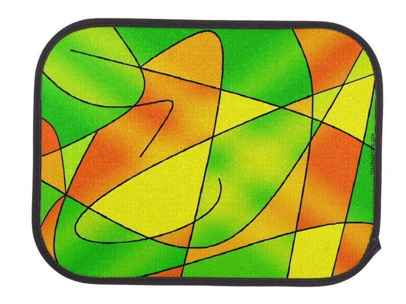 Car Mats-ABSTRACT CURVES #2 Car Mats Sets-Greens &amp; Oranges &amp; Yellows-from COLORADDICTED.COM-