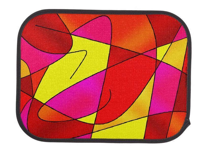 Car Mats-ABSTRACT CURVES #2 Car Mats Sets-Reds &amp; Oranges &amp; Yellows &amp; Fuchsias-from COLORADDICTED.COM-