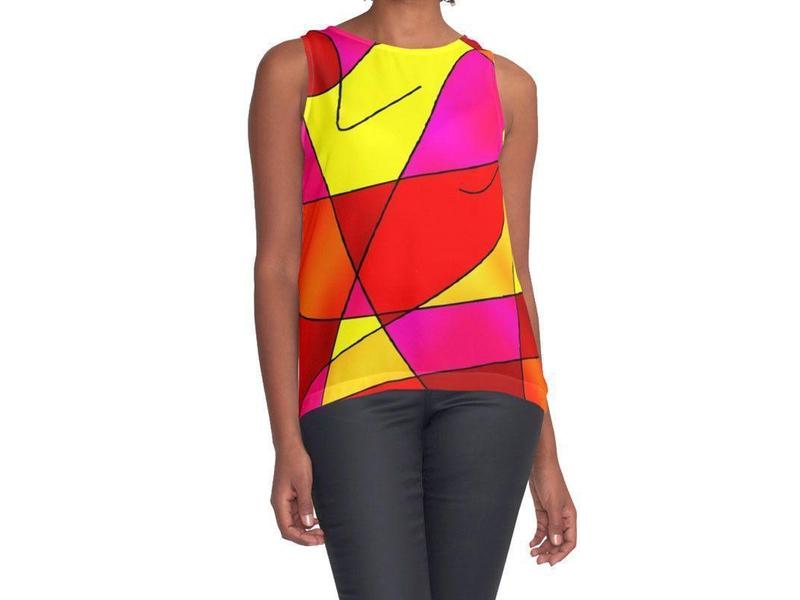 Contrast Tanks-ABSTRACT CURVES #2 Contrast Tanks-Reds & Oranges & Yellows & Fuchsias-from COLORADDICTED.COM-