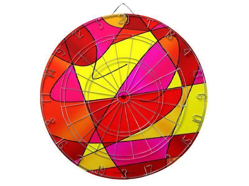 Dartboards-ABSTRACT CURVES #2 Dartboards (includes 6 Darts)-Reds & Oranges & Yellows & Fuchsias-from COLORADDICTED.COM-
