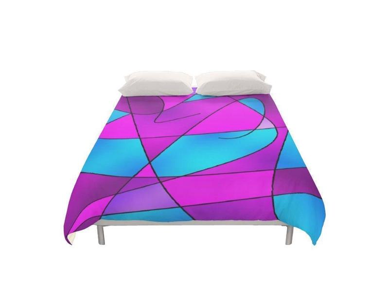 Duvet Covers-ABSTRACT CURVES #2 Duvet Covers-Purples &amp; Violets &amp; Fuchsias &amp; Turquoises-from COLORADDICTED.COM-