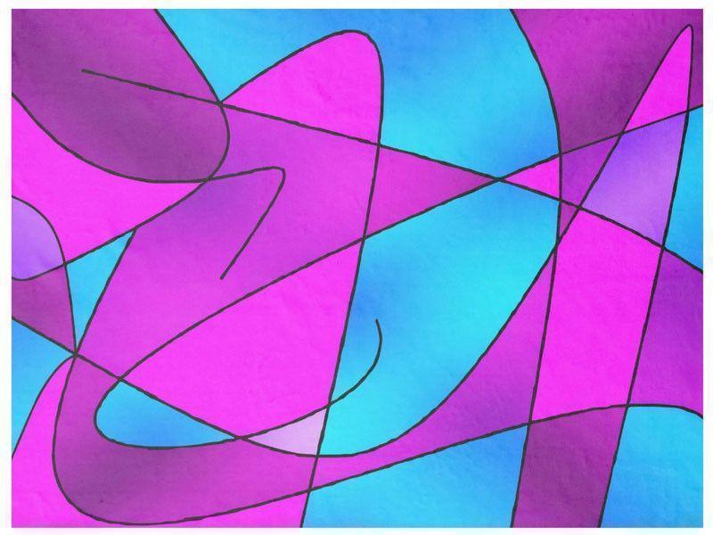 Fleece Blankets-ABSTRACT CURVES #2 Fleece Blankets-Purples, Violets, Fuchsias &amp; Turquoises-from COLORADDICTED.COM-