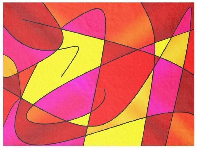 Fleece Blankets-ABSTRACT CURVES #2 Fleece Blankets-Reds, Oranges, Yellows & Fuchsias-from COLORADDICTED.COM-
