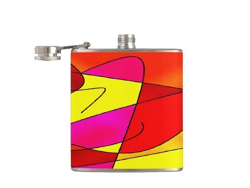 Hip Flasks-ABSTRACT CURVES #2 Hip Flasks-Reds & Oranges & Yellows & Fuchsias-from COLORADDICTED.COM-