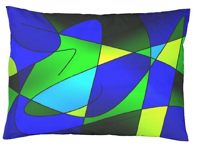 Dog Beds-ABSTRACT CURVES #2 Indoor/Outdoor Dog Beds-Blues &amp; Greens-from COLORADDICTED.COM-