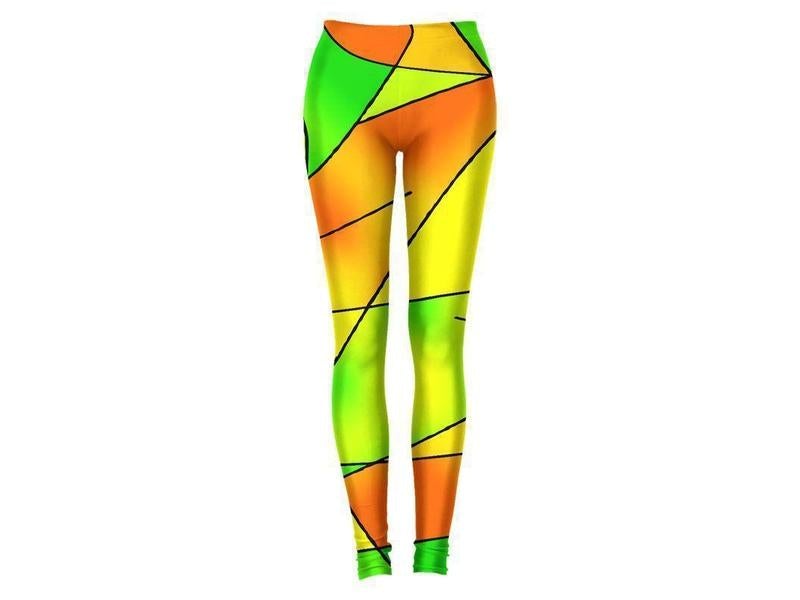 Leggings-ABSTRACT CURVES #2 Leggings-Greens &amp; Oranges &amp; Yellows-from COLORADDICTED.COM-